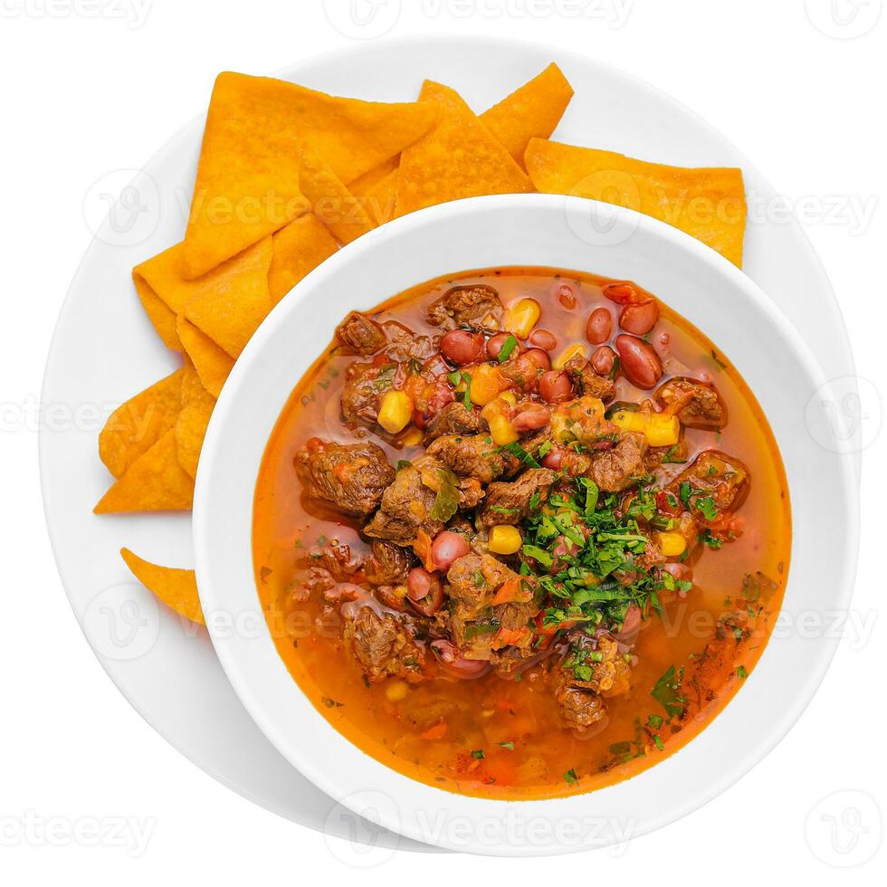 mexicain plat le Chili con carne dans assiette photo