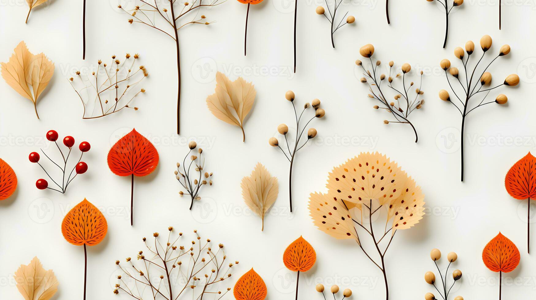 une modèle de l'automne feuilles sur une blanc Contexte. le feuilles sont une variété de couleurs photo