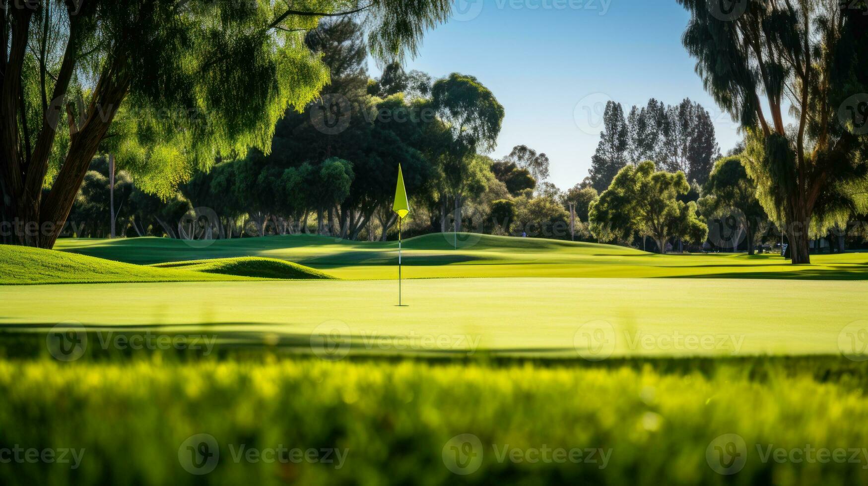 vert le golf cours pelouse herbe génératif ai photo