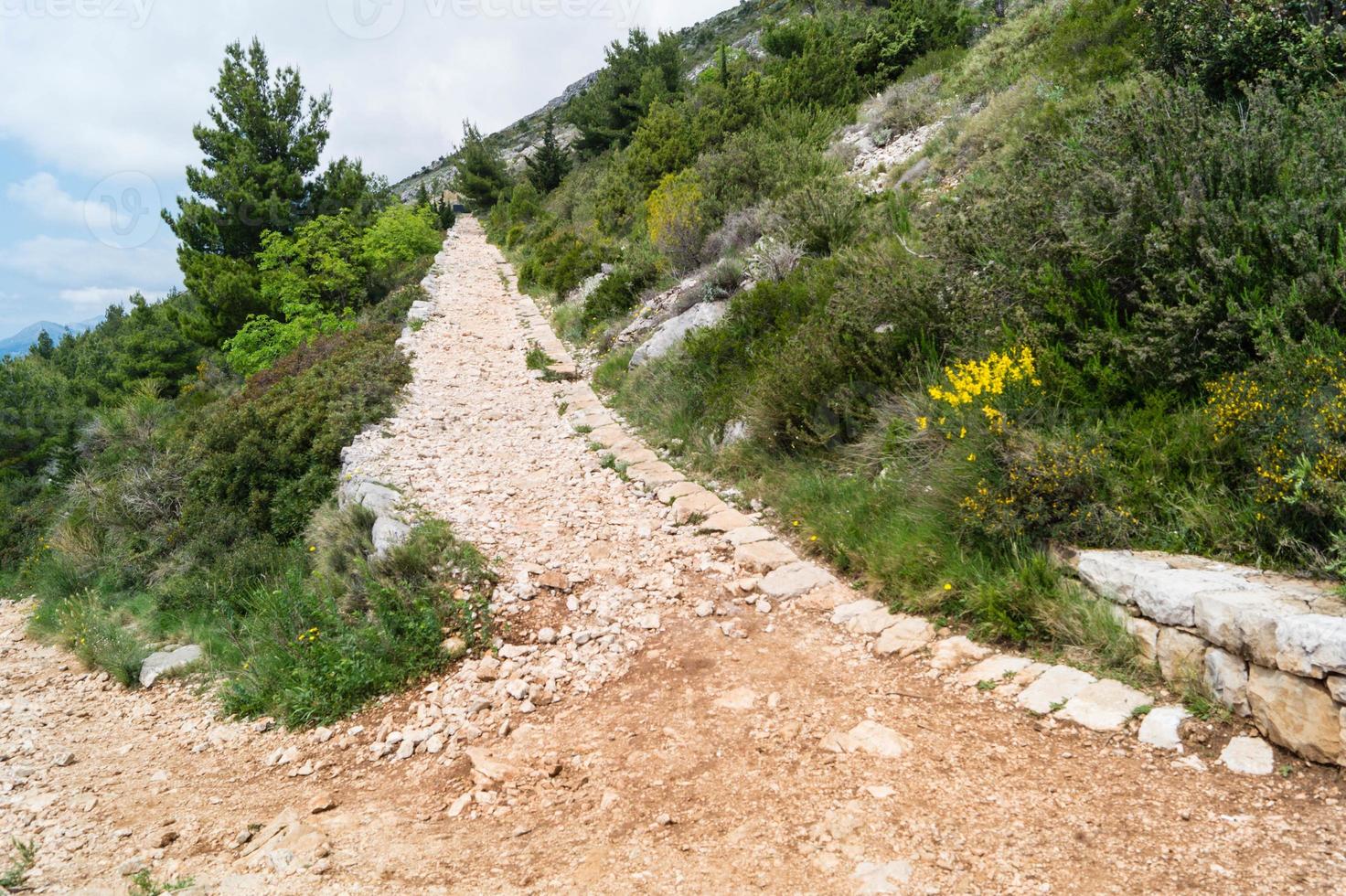 sentier pédestre du sommet du mont sdr à la vieille ville de dubrovnik photo