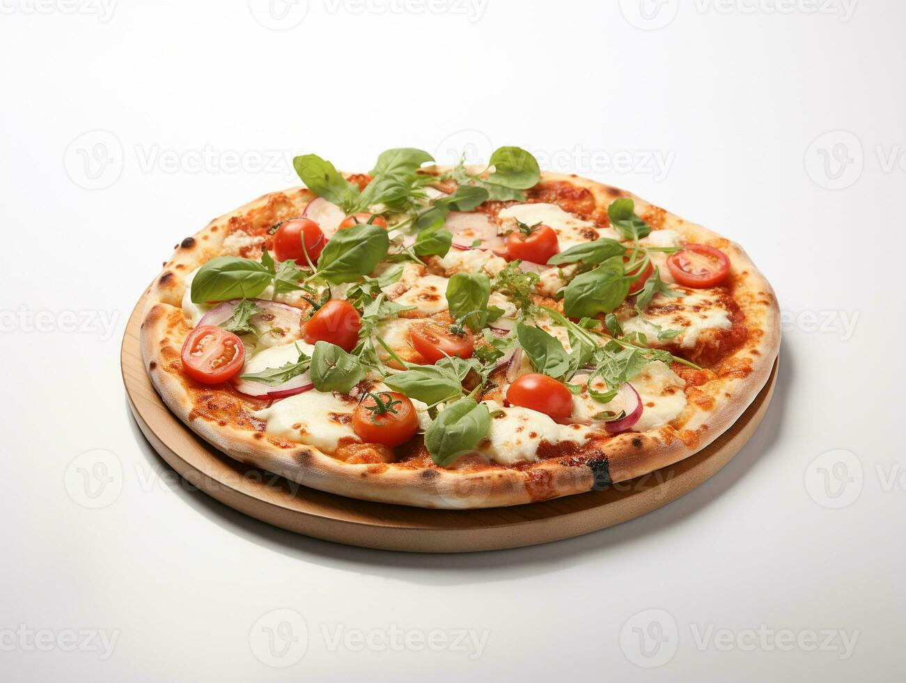 ai généré trompeur italien Pizza Fast food photo blanc Contexte