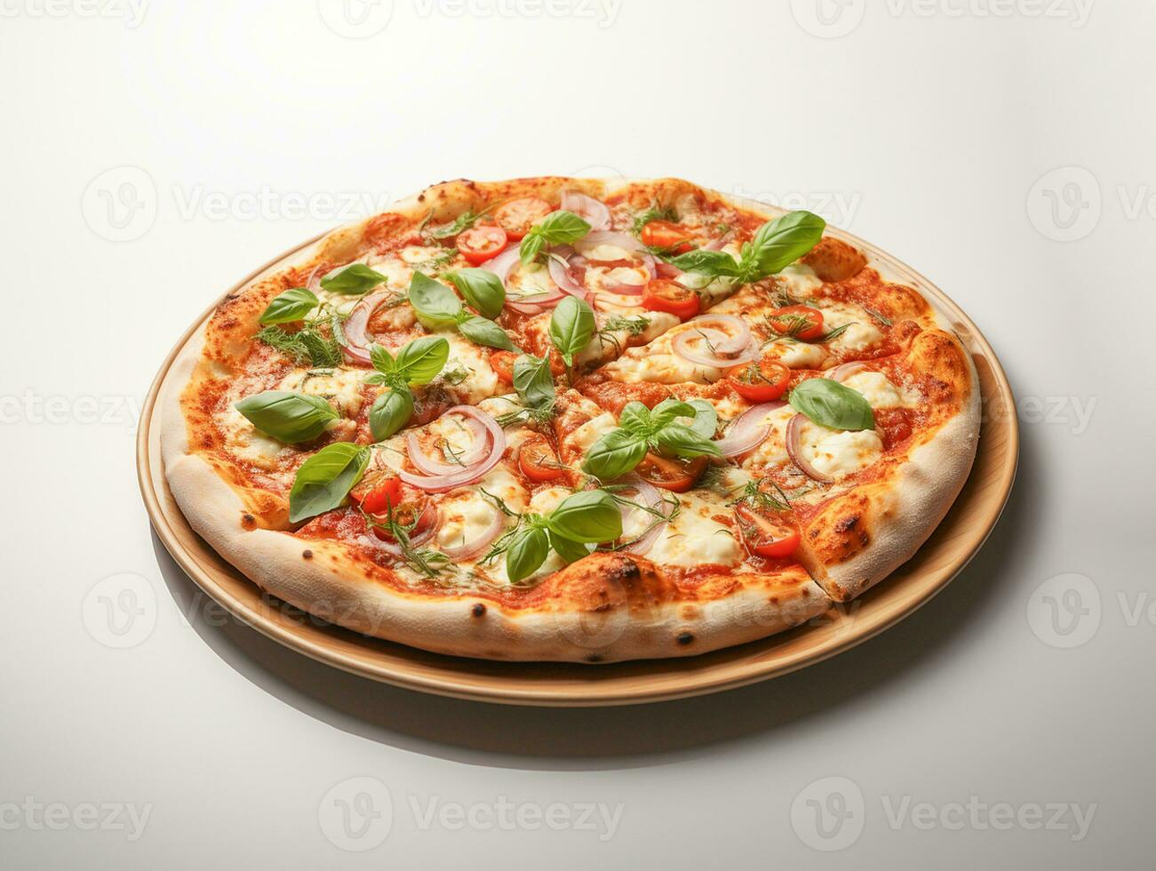 ai généré trompeur italien Pizza Fast food photo blanc Contexte