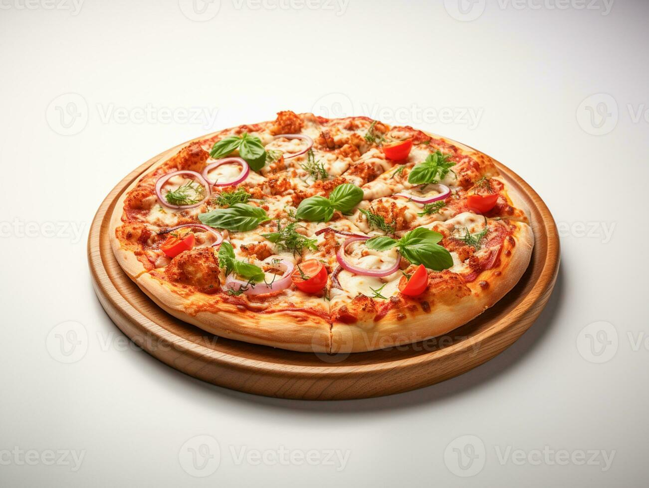 ai généré trompeur italien Pizza Fast food photo blanc Contexte