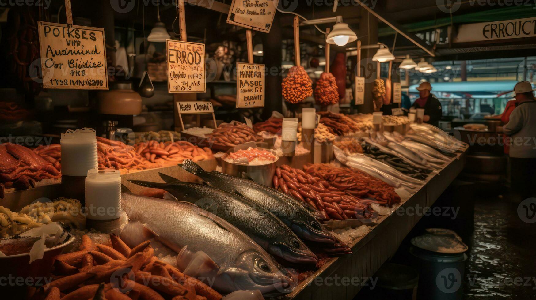 Frais poisson pour vente à le flottant marché ou poisson marché. dans Thaïlande, Asie. ai génératif photo