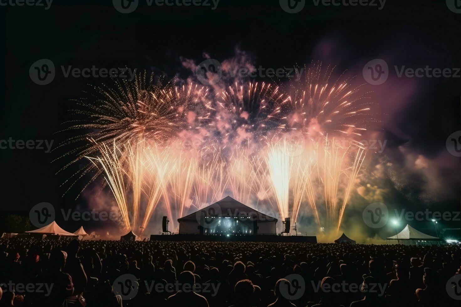 Festival feux d'artifice nuit. produire ai photo