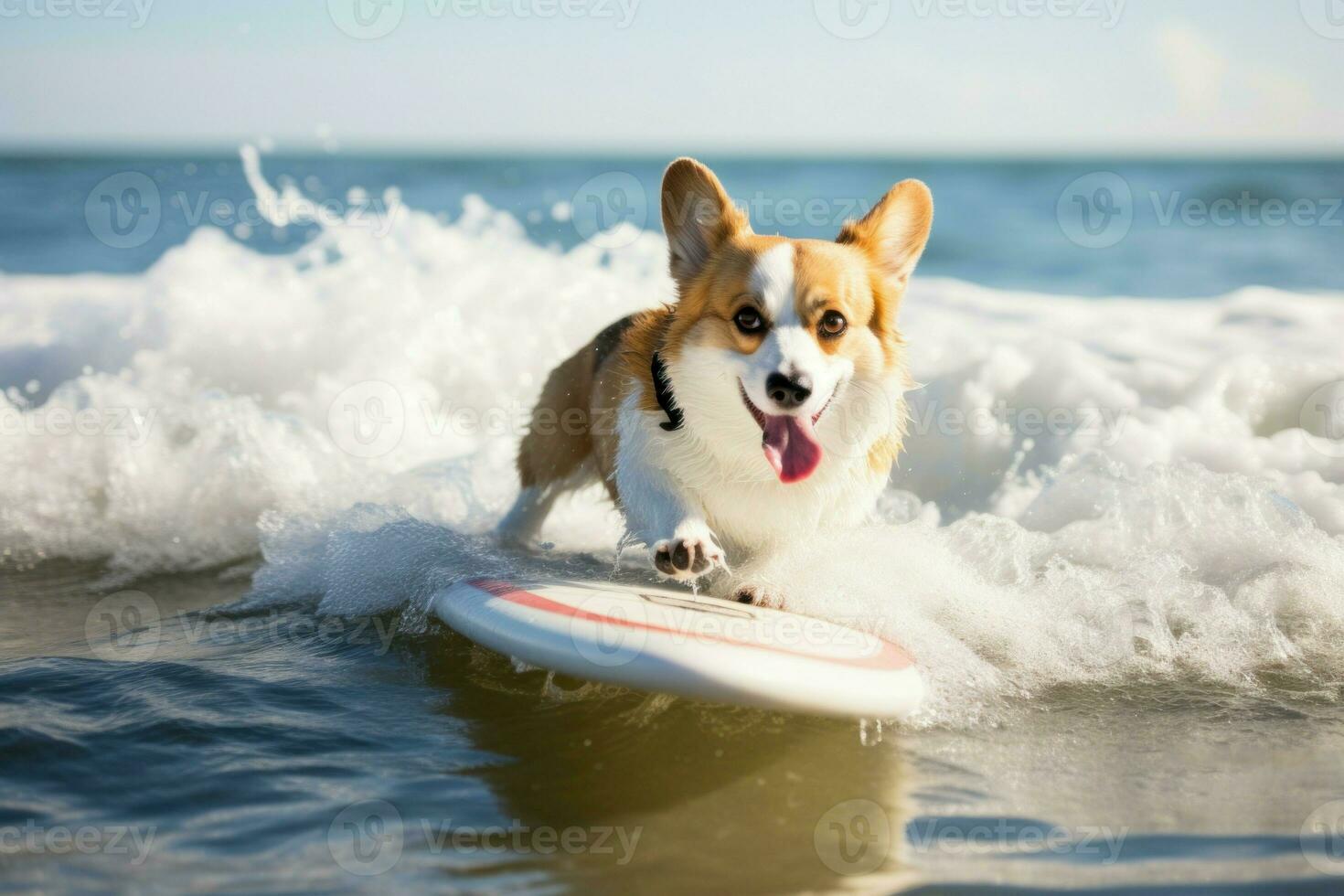 corgi planche de surf. produire ai photo