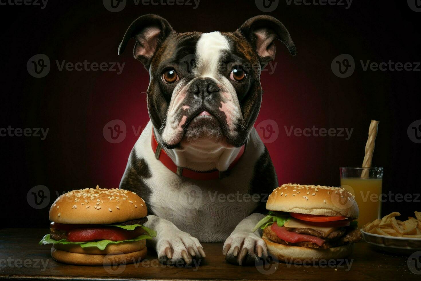 embarrassant chien se soucier Hamburger. produire ai photo