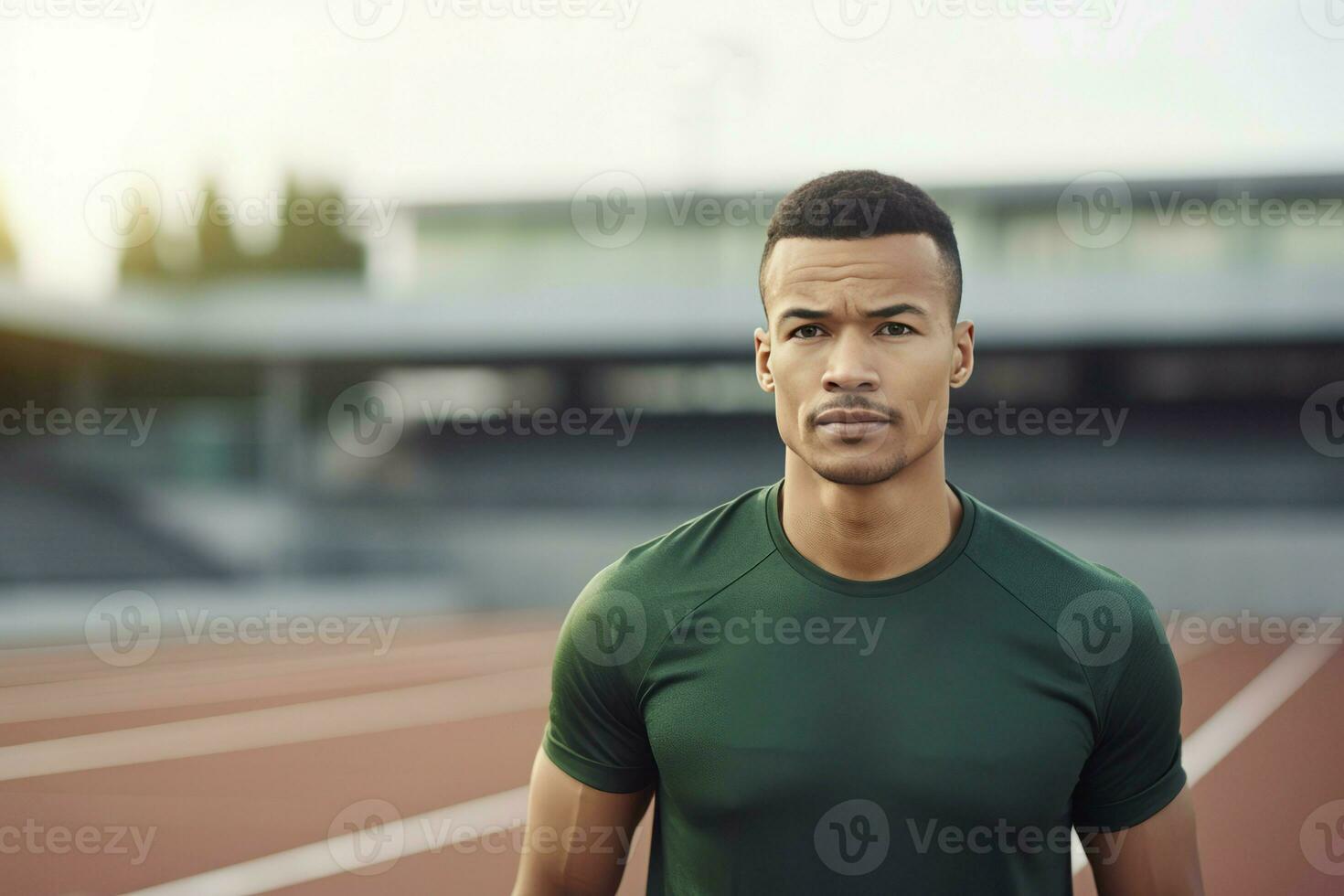 athlète homme stade. produire ai photo