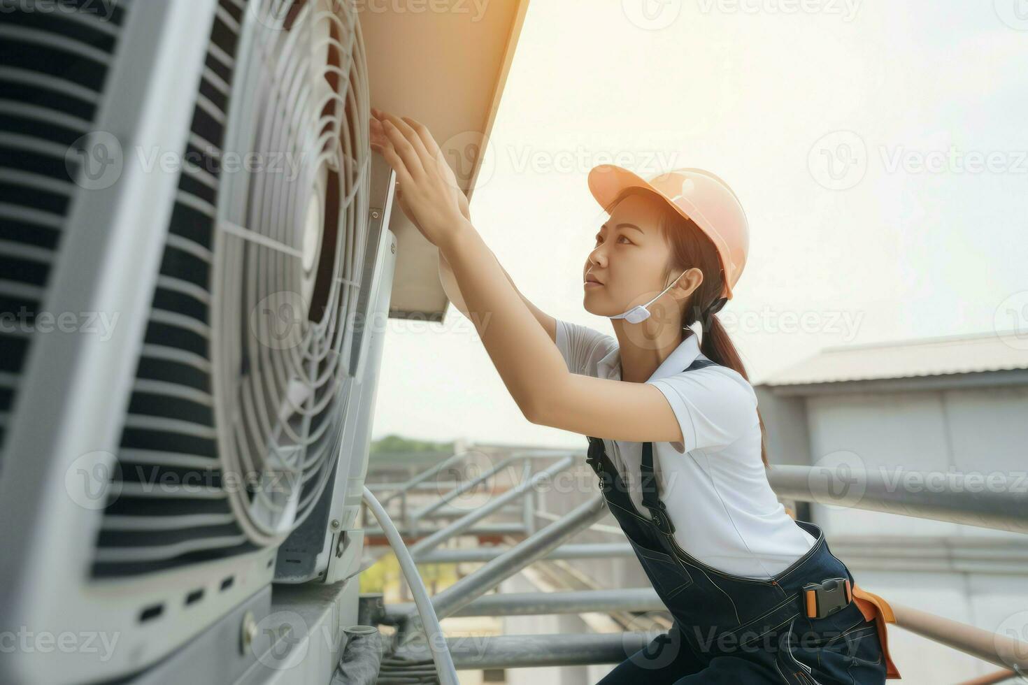 femme technicien ouvrier. produire ai photo