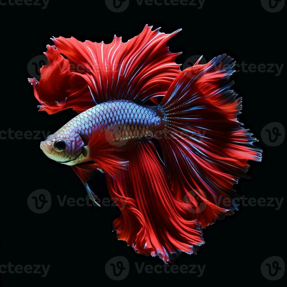 coup de magnifique betta poisson dans noir Contexte ai génératif photo