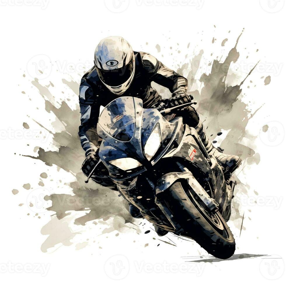 moto coureur avec encre art, génératif ai photo