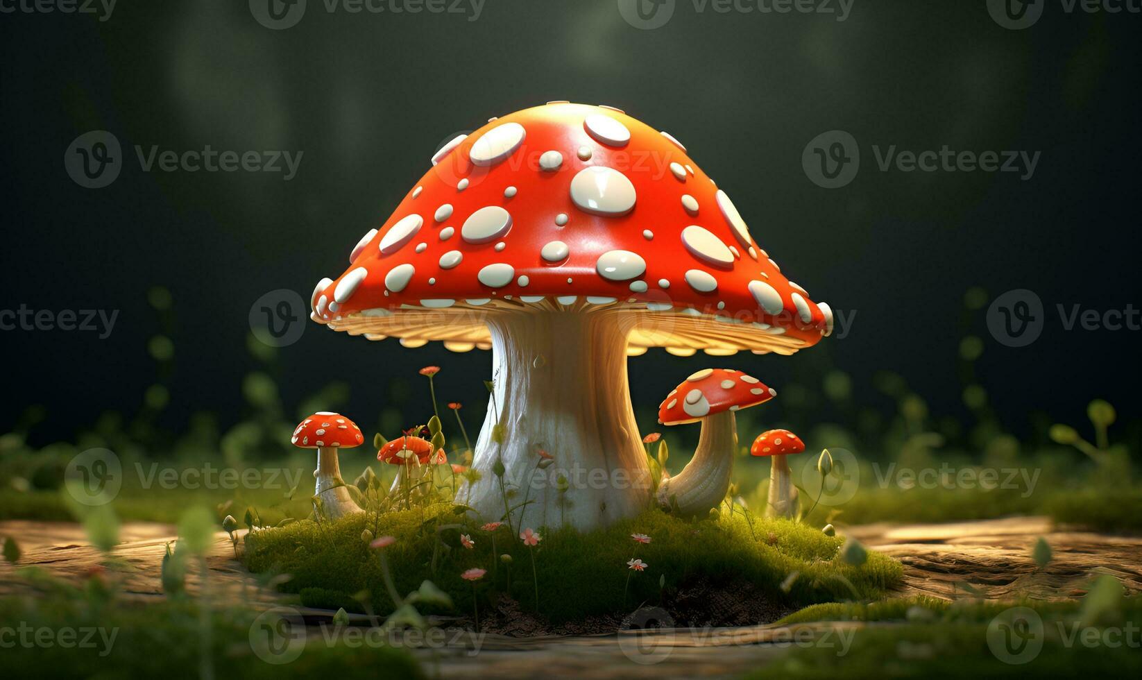 amanite champignons dans la nature numérique art, ai génératif photo