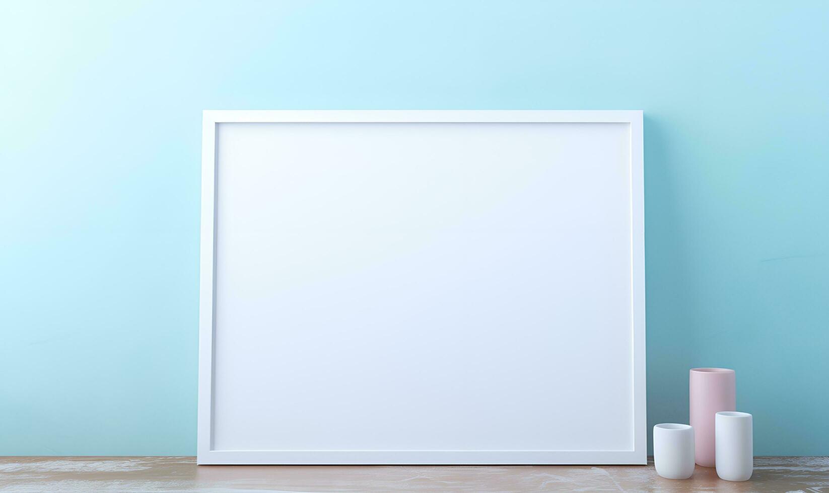 minimaliste blanc maison intérieur avec grand, plaine blanc mur cadres, ai génératif photo