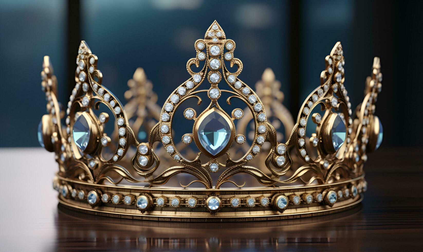 macro de reine couronne avec diamant décoration, ai génératif photo