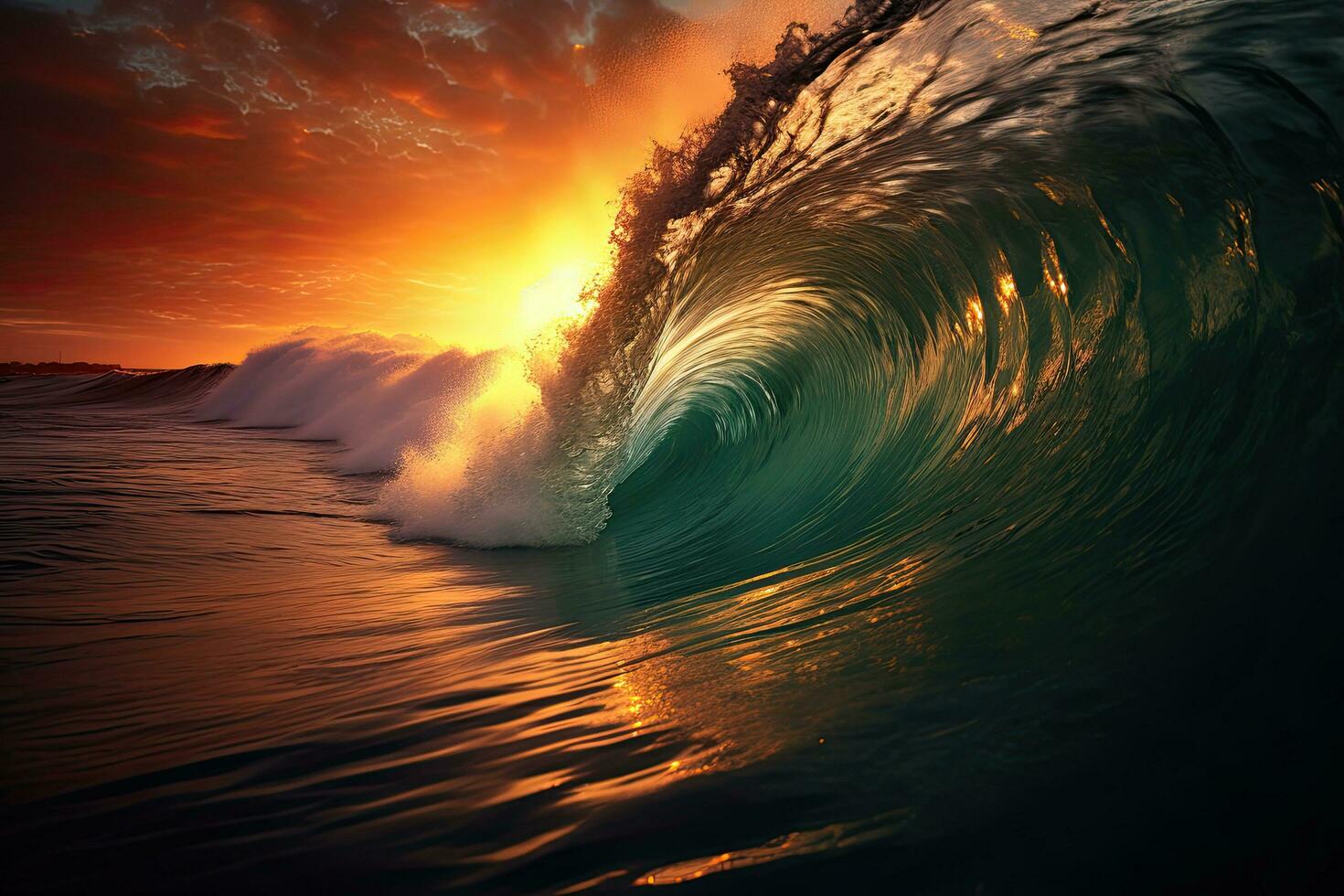 mer l'eau dans crête forme. le coucher du soleil lumière et magnifique , génératif ai photo