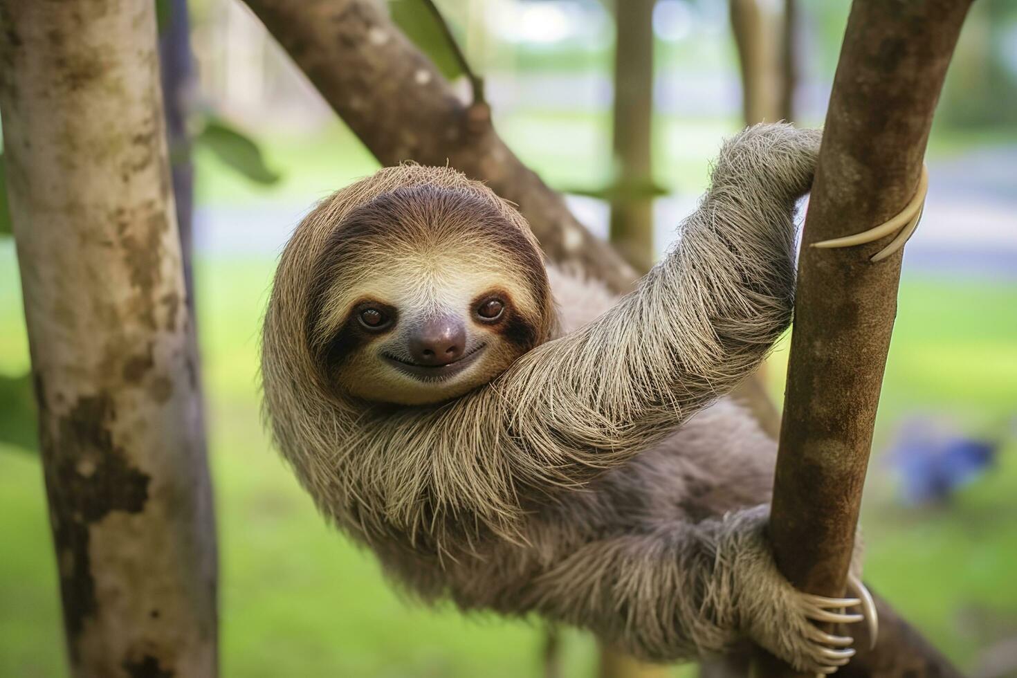 bébé la paresse dans arbre dans costa rica. génératif ai photo