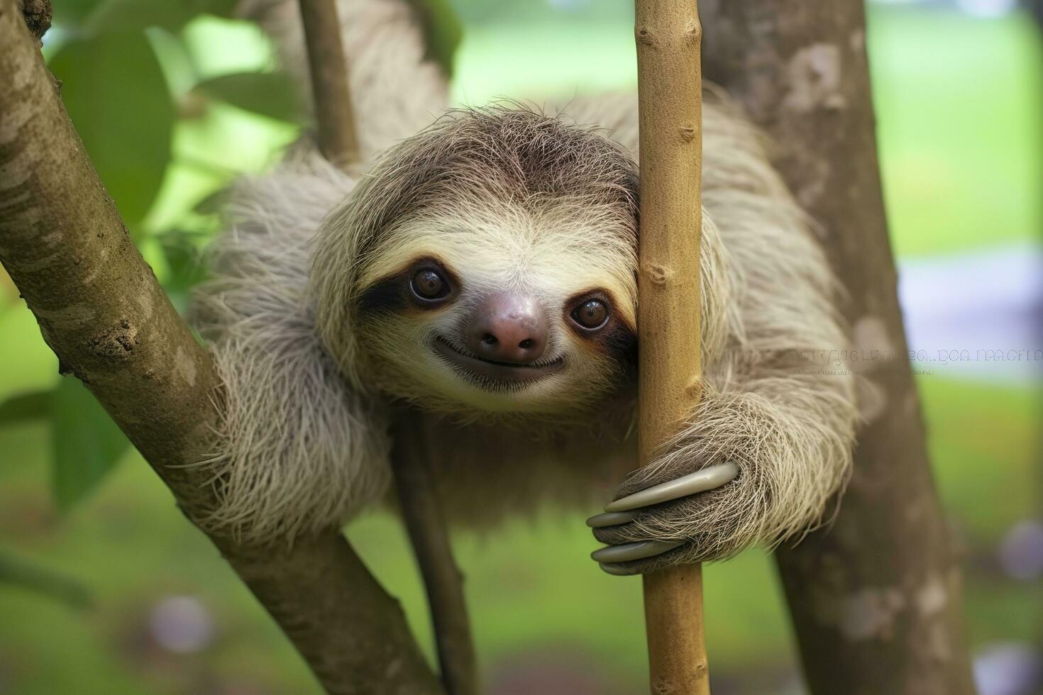 bébé la paresse dans arbre dans costa rica. génératif ai photo