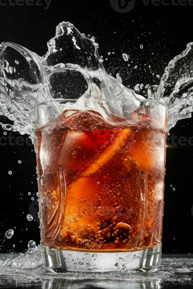 éclabousser de Cola et glace. ai génératif pro photo