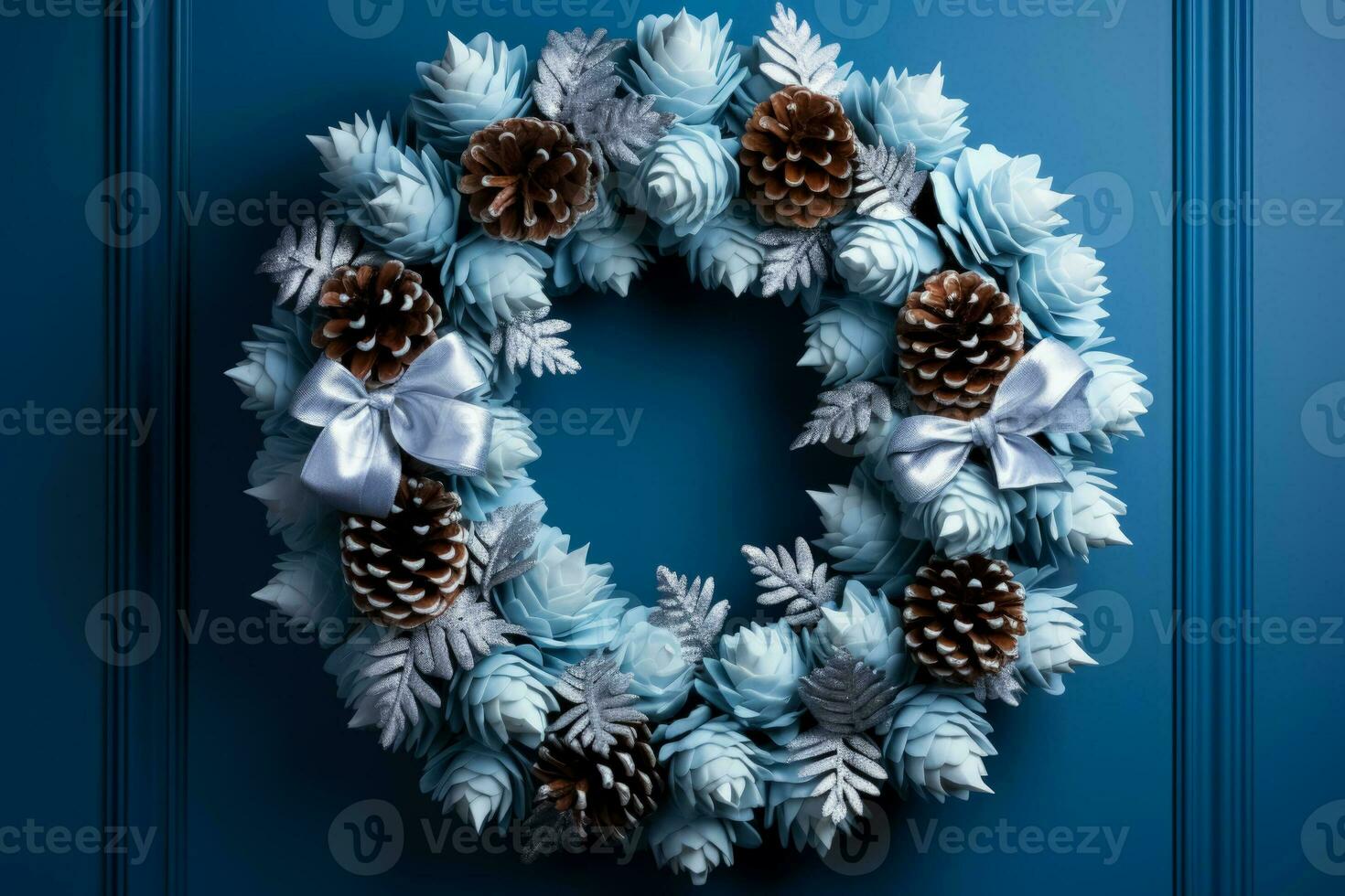 traditionnel glacial pomme de pin porte couronne pour Nouveau année isolé sur une pente Contexte photo