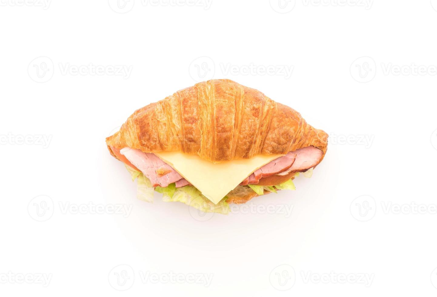 jambon sandwich croissant sur fond blanc photo