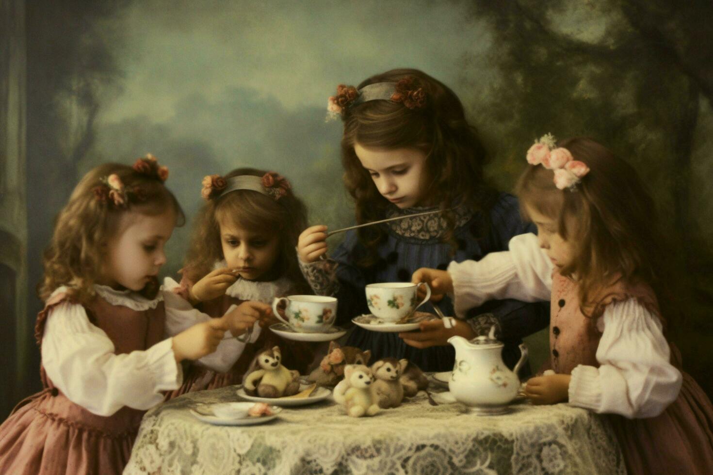 les enfants ayant une thé fête photo