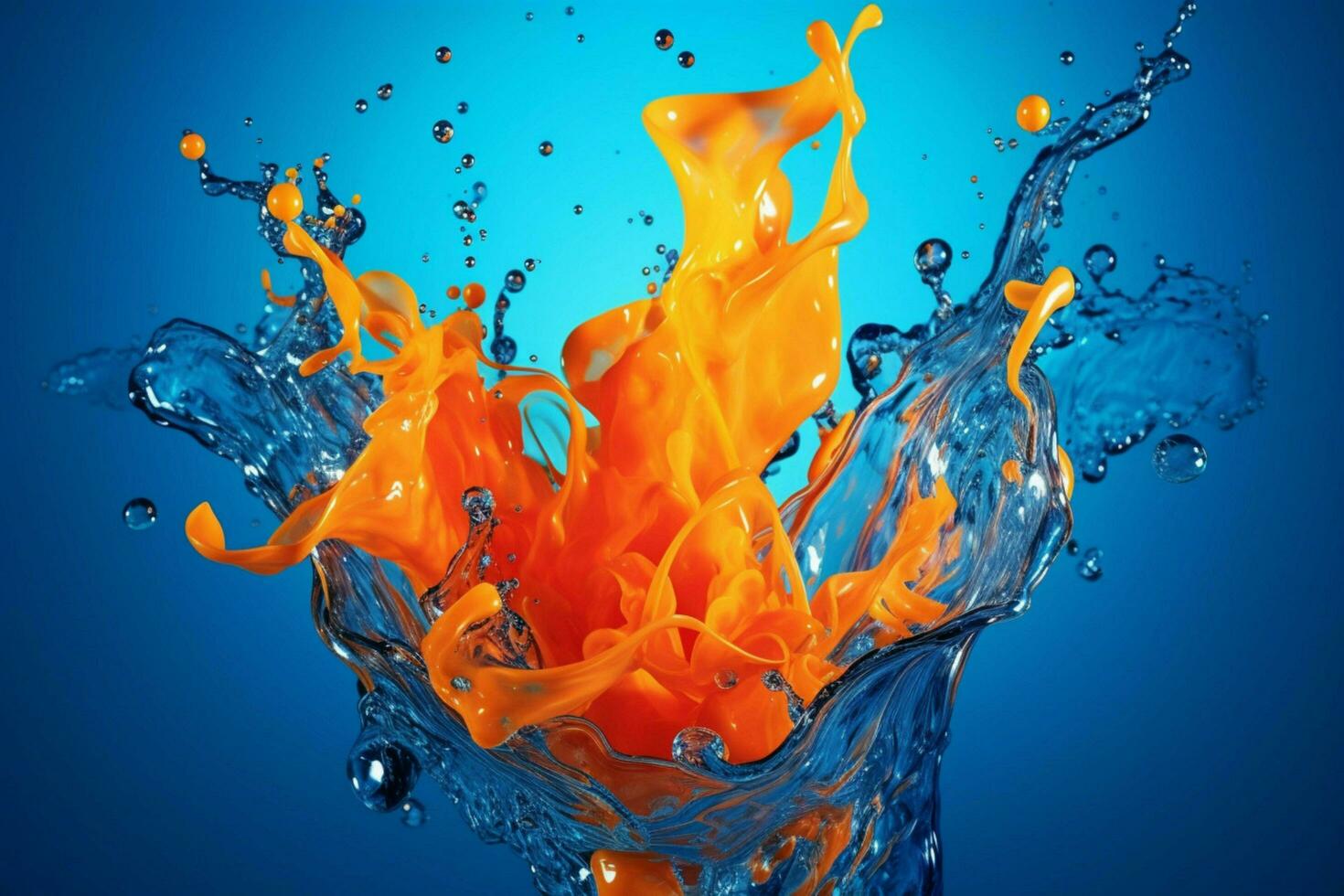 une bleu et Orange l'eau éclaboussure avec une bleu Contexte photo