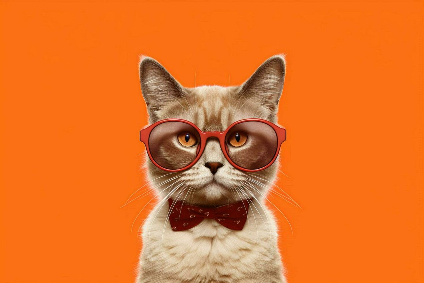 une chat avec des lunettes sur et une Orange Contexte photo