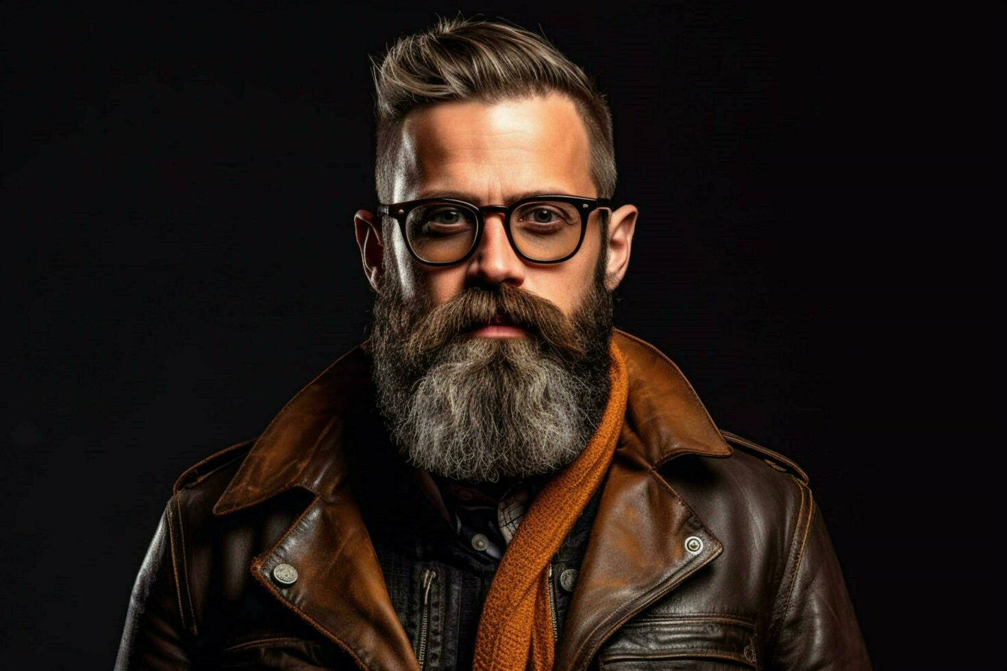 une homme avec une barbe portant des lunettes et une veste photo