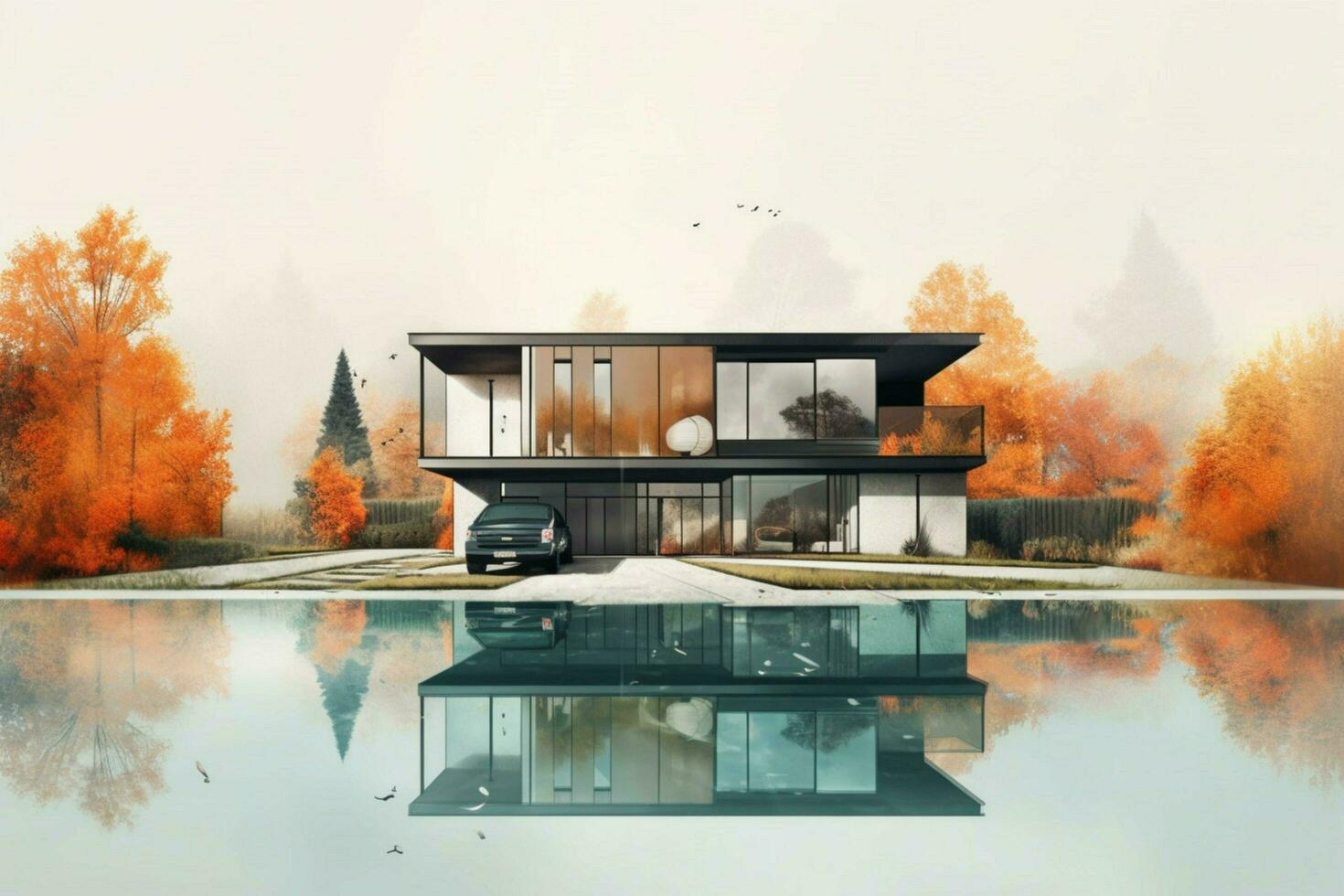 une moderne maison montré avec un illustration illustr photo