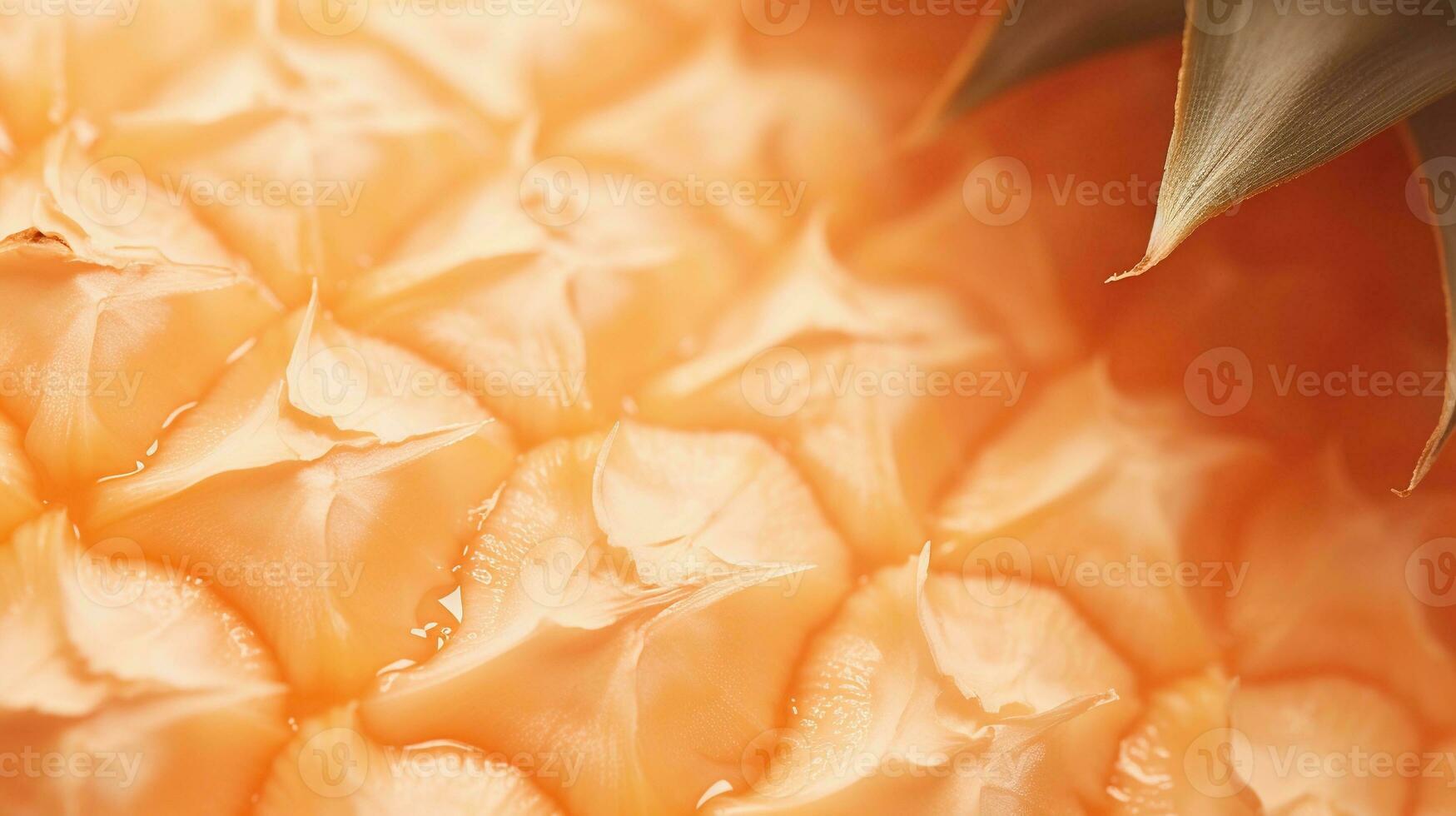 une fermer de le texturé peau de une mûr ananas sur une pâle pêche toile de fond, permettant le des fruits détails à supporter en dehors et fournir espace pour votre Douane texte. ai généré. photo