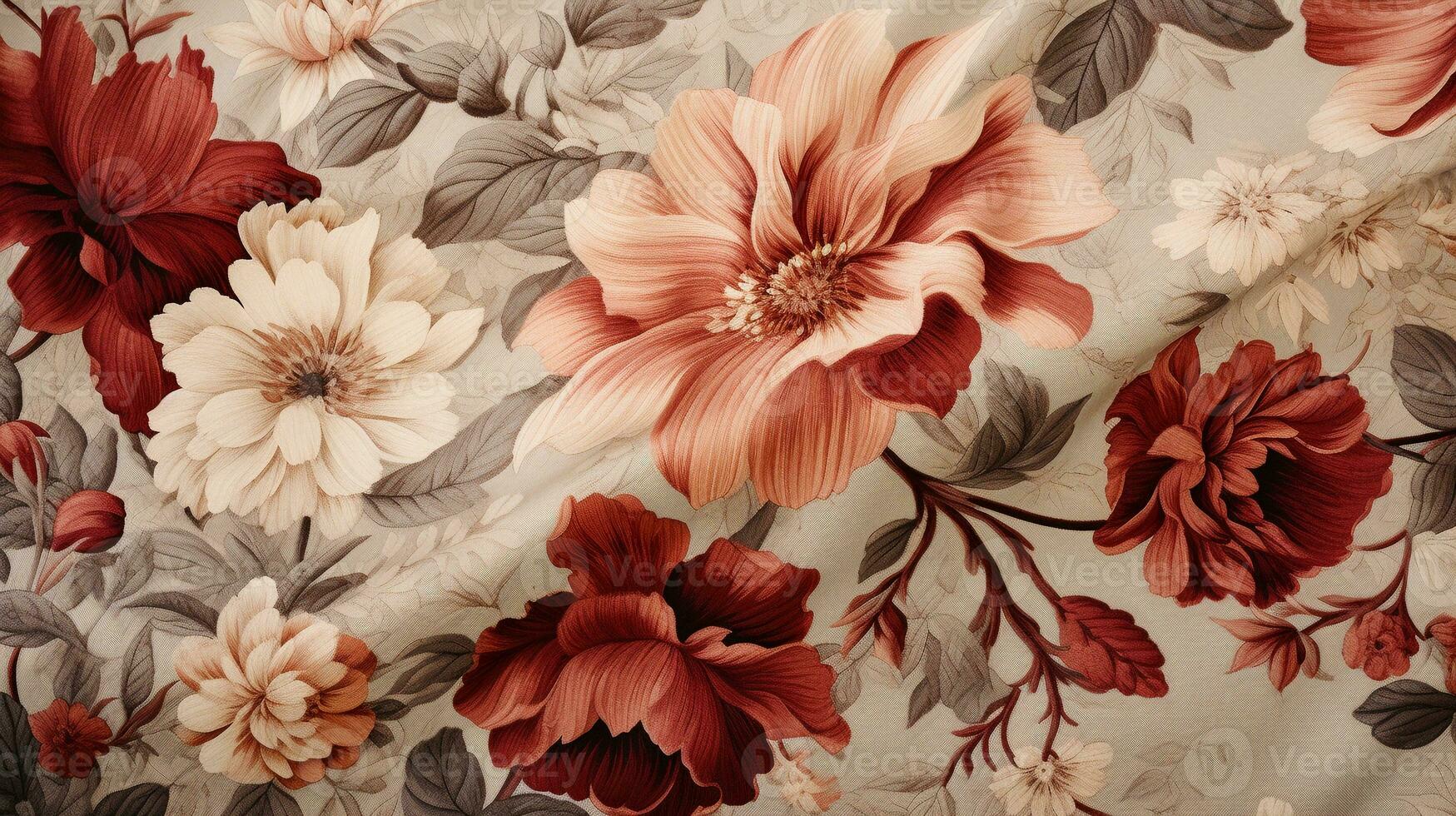 un image mettant en valeur une en tissu avec une floral modèle, mise en évidence le texture de le tissu. Contexte image, ai généré photo