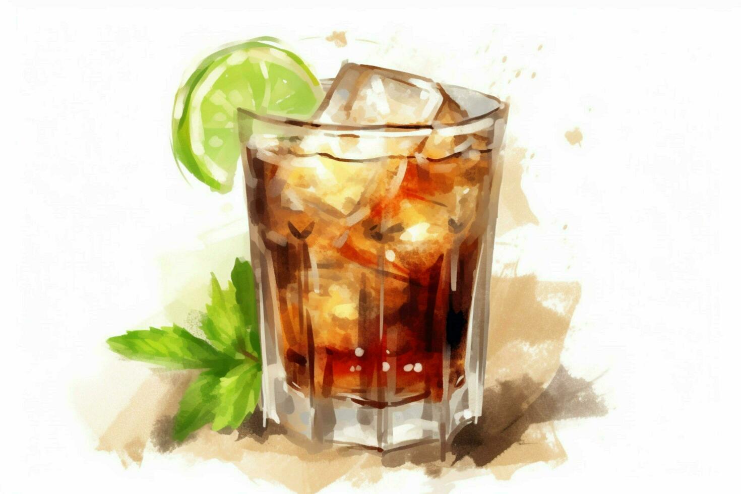 Cuba libre cocktail isolé sur blanc comme illustra photo