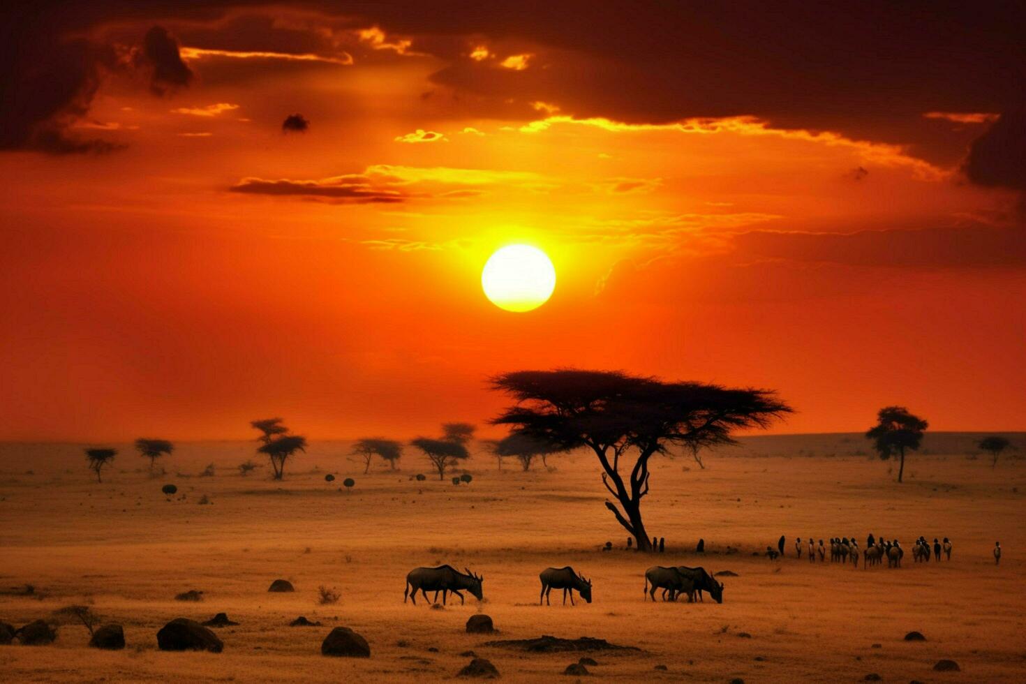 le coucher du soleil Kenya paysage savane photo