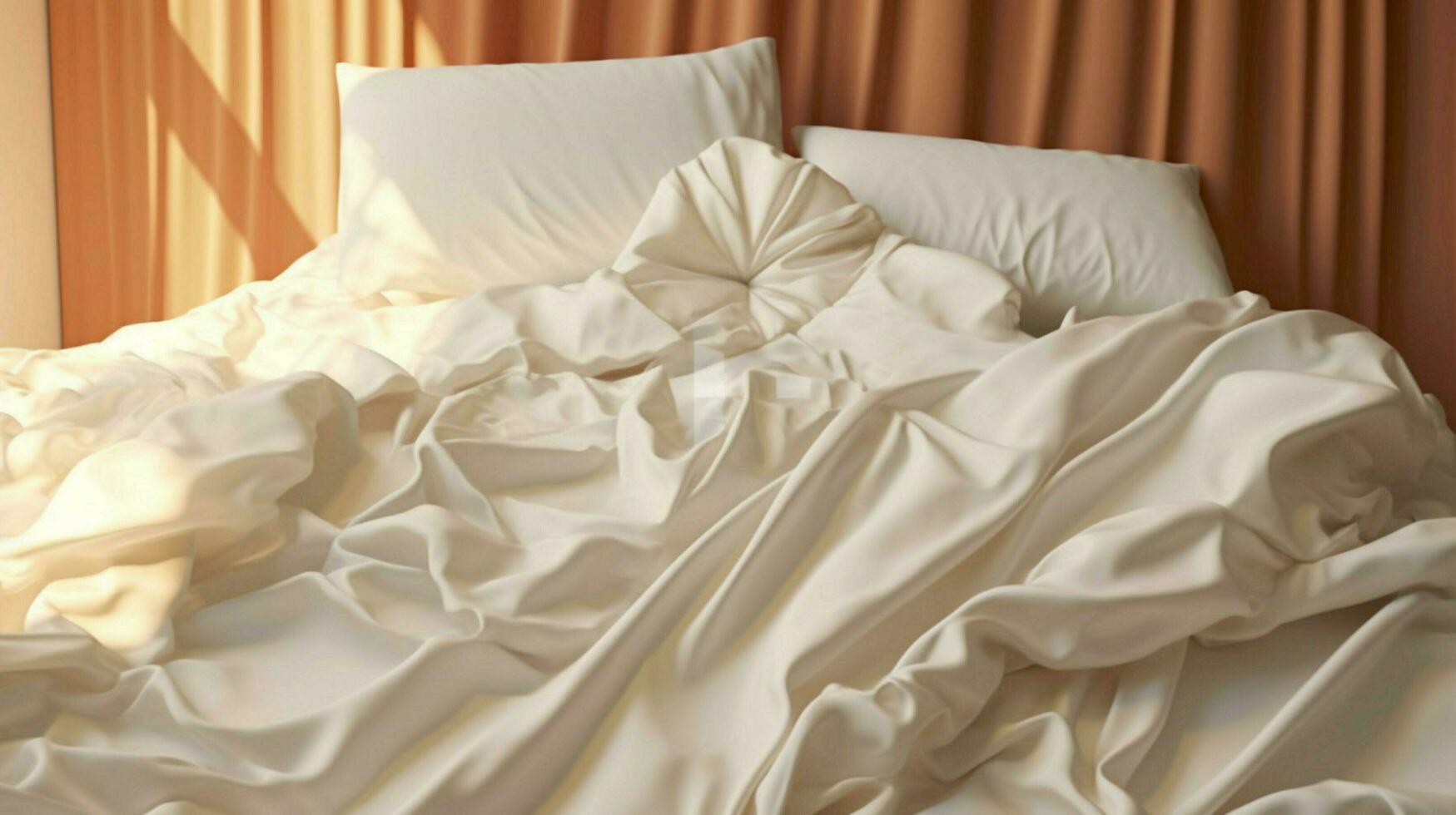 une lit avec blanc feuilles et une oreiller sur il photo