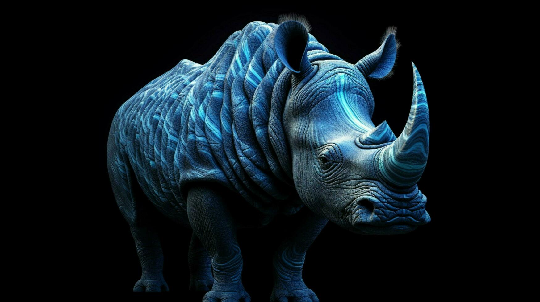 une bleu rhinocéros avec une noir Contexte photo