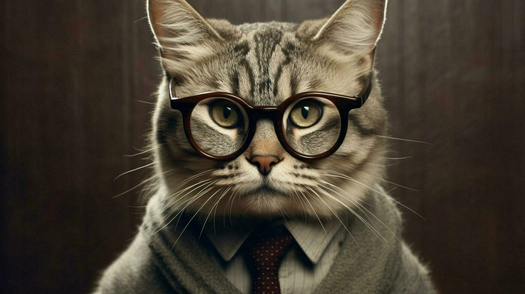 une chat portant des lunettes et une paire de des lunettes photo