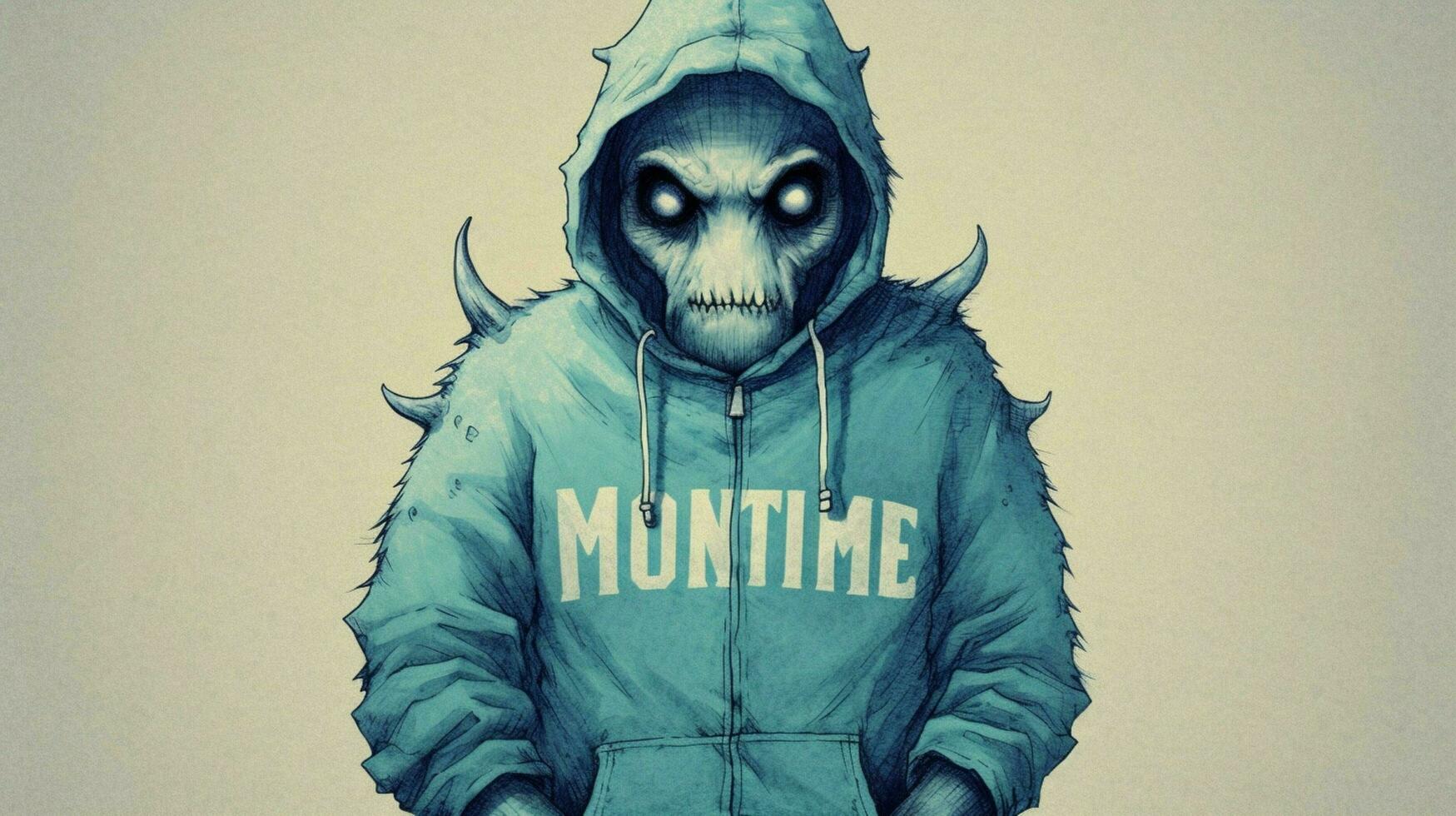 une dessin de une monstre avec une sweat à capuche photo