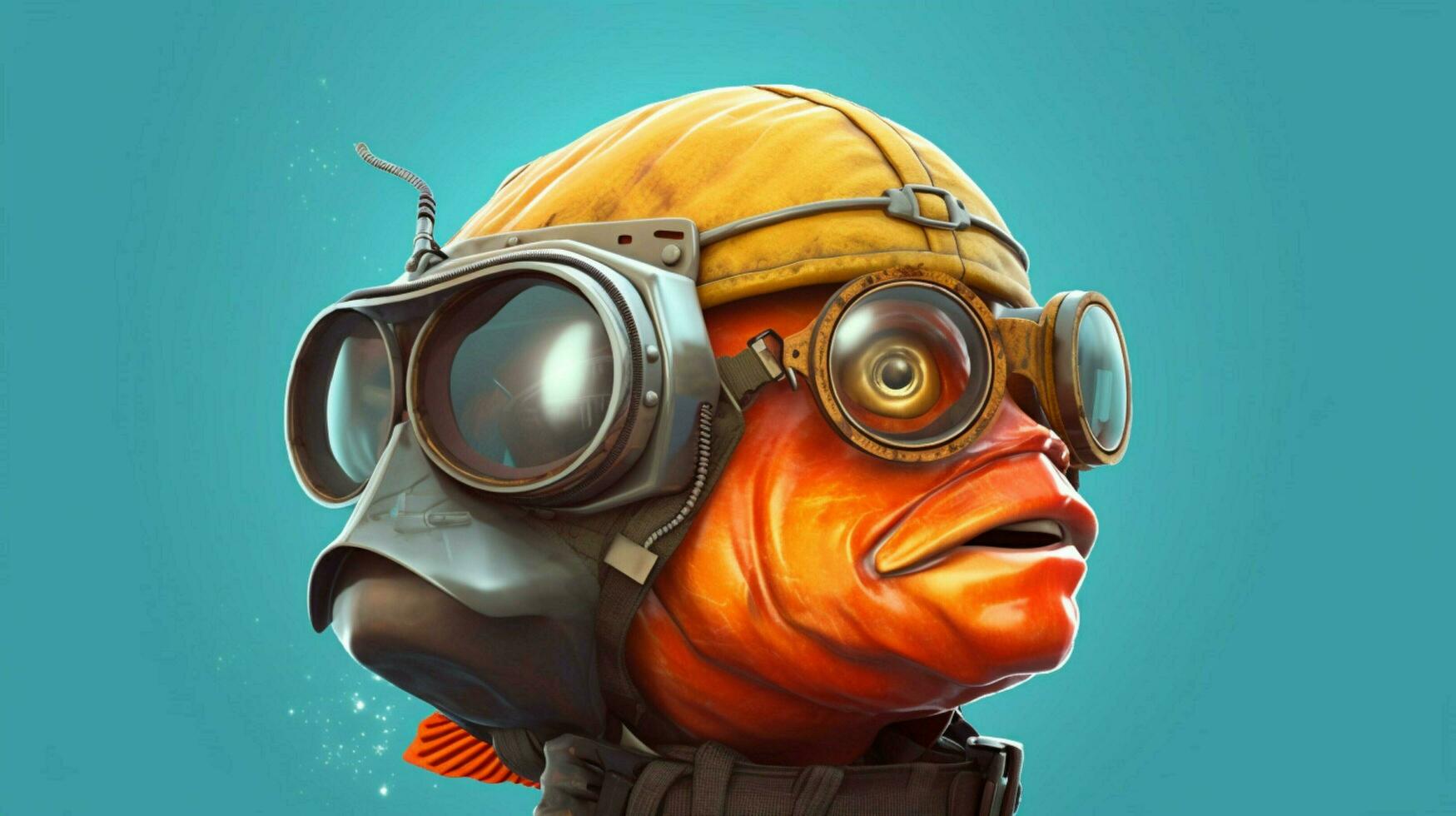 une poisson avec une casque et des lunettes cette dit poisson photo