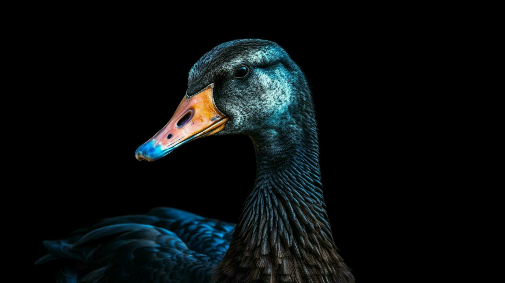 une OIE avec une bleu Contexte et une noir Contexte photo