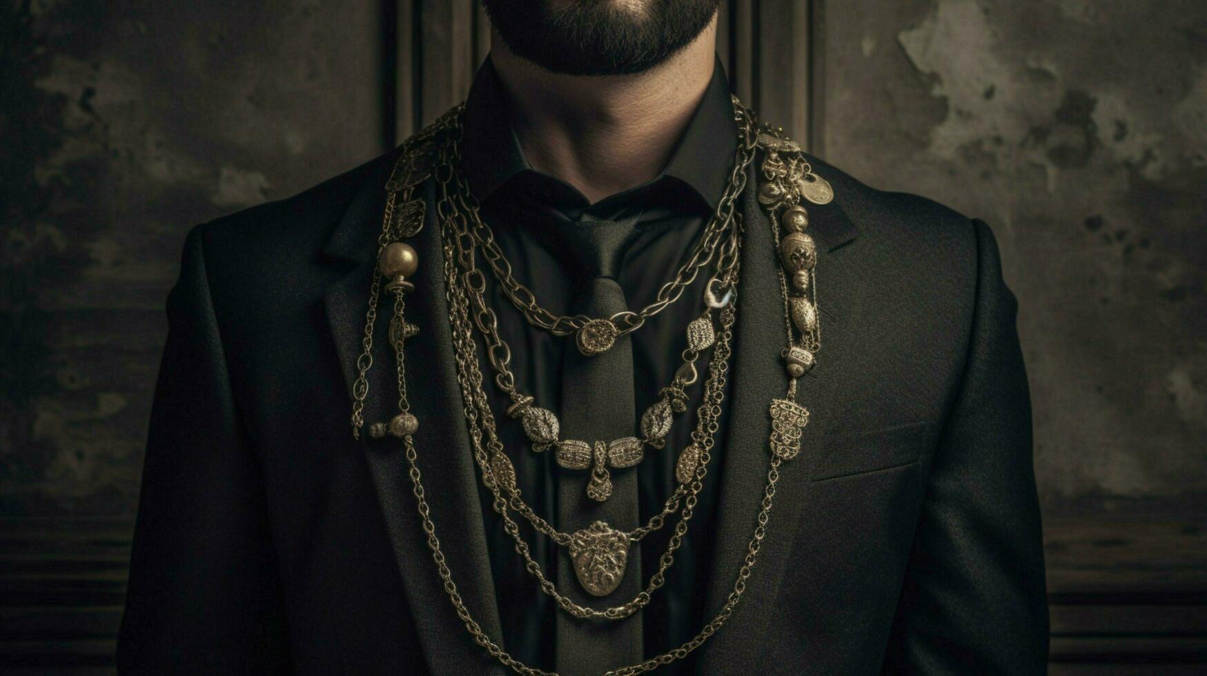 une homme avec une Collier cette dit le mot homme photo