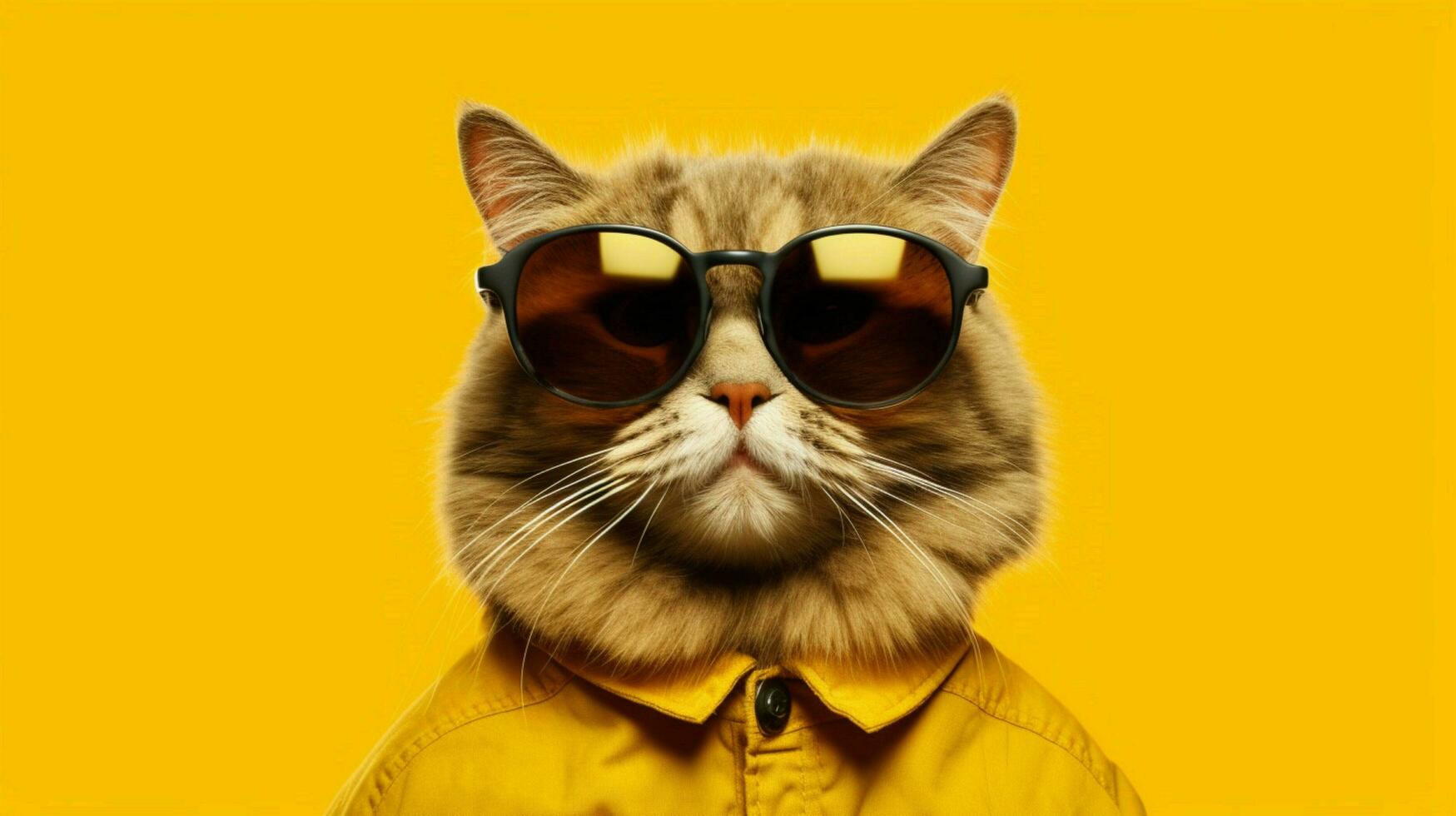 chat portant des lunettes avec une Jaune Contexte photo