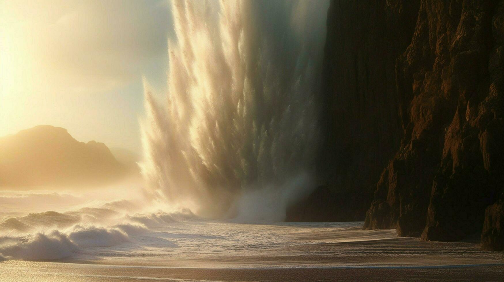 tsunami vagues crash contre imposant falaise envoyer photo