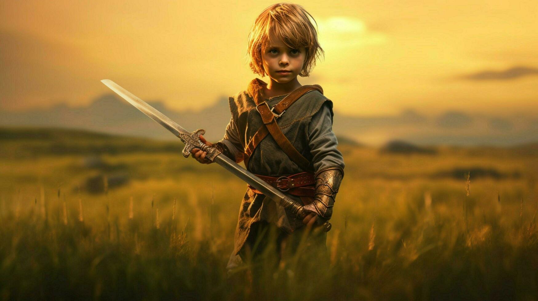 guerrier enfant avec épée jeu fictif monde photo