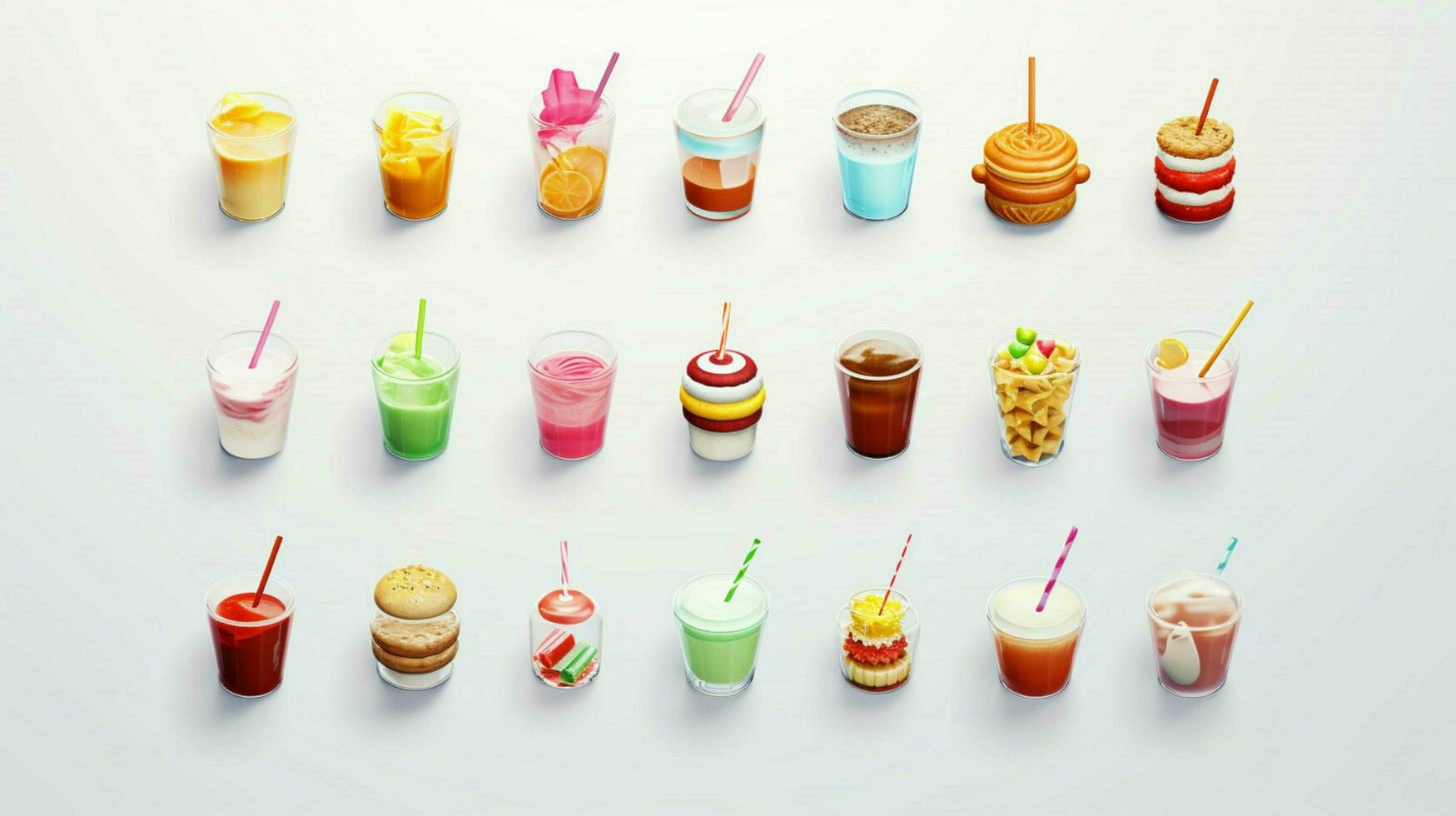 coloré 3d icône ensembles de nourriture et boisson indust photo