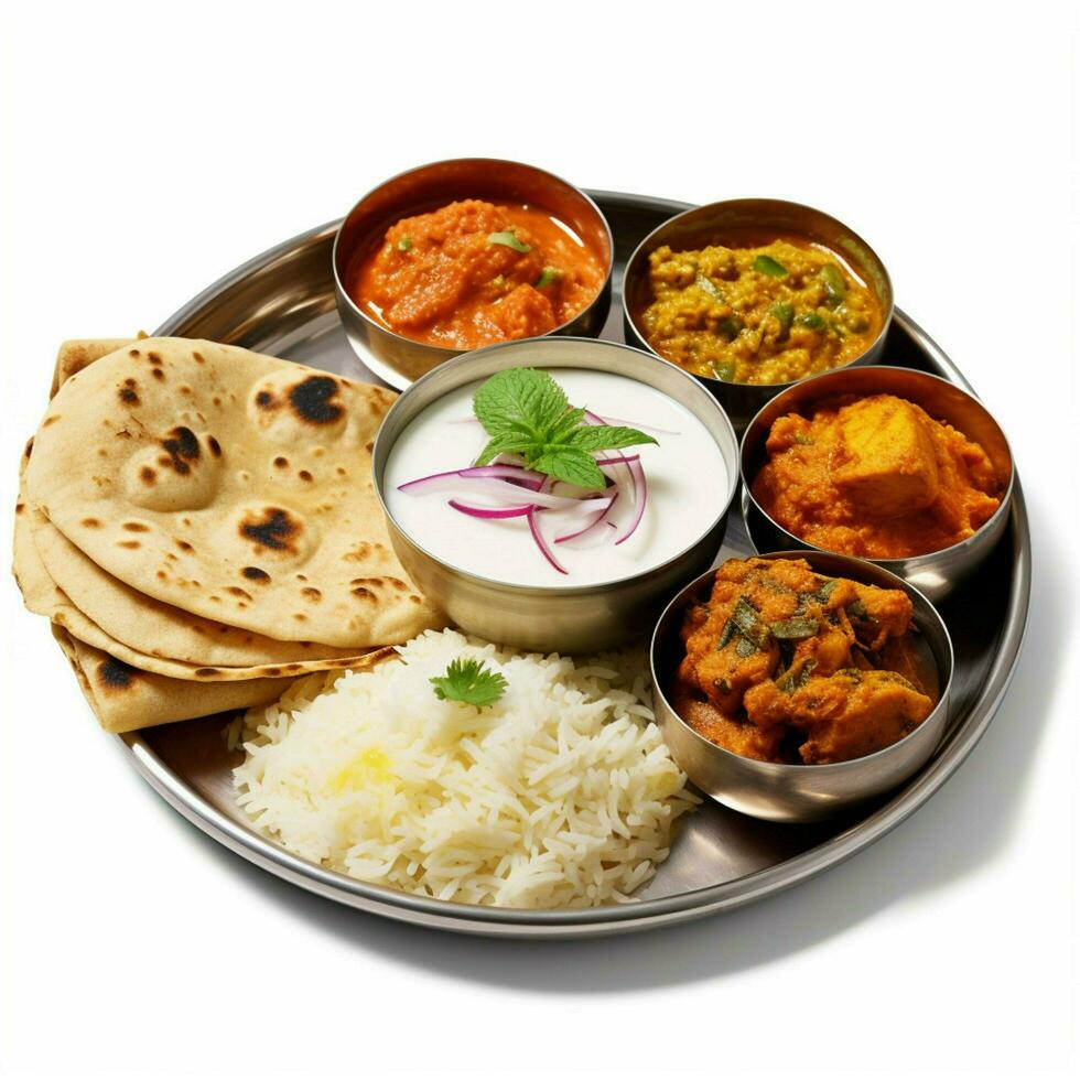 Indien nourriture avec blanc Contexte haute qualité ultra photo