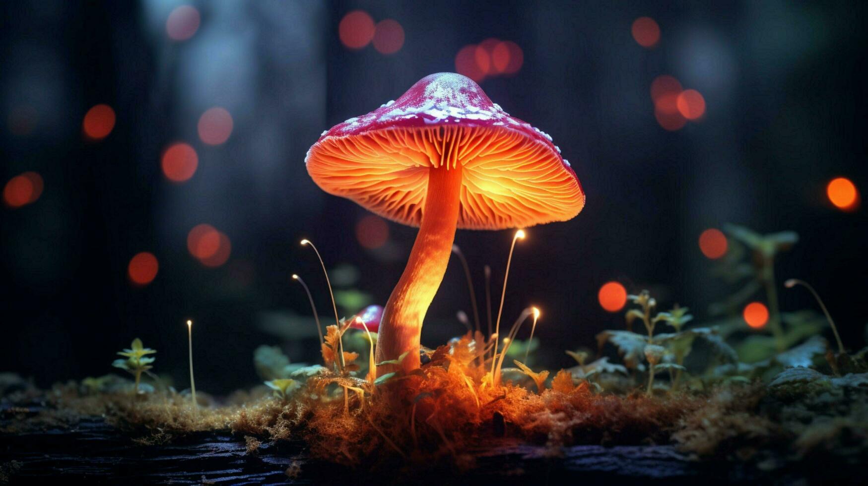 lumineux rétro-éclairé embrasé forêt champignon néon lumière photo