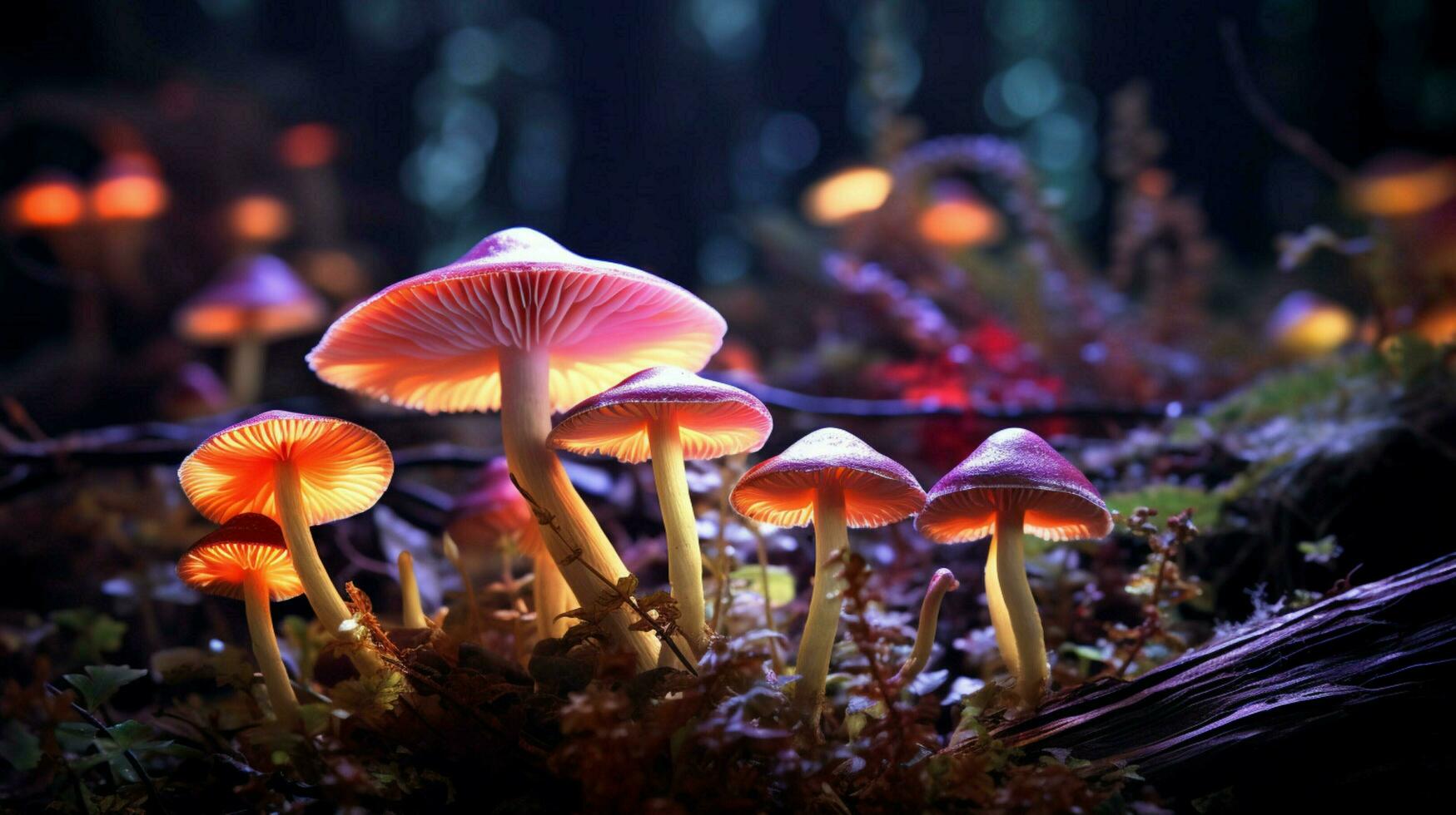 lumineux rétro-éclairé embrasé forêt champignon néon lumière photo