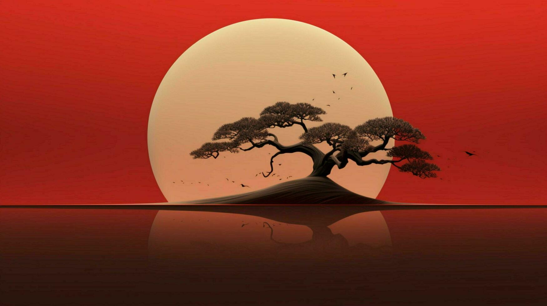 arbre sur solide Couleur Contexte Zen enso Behance photo