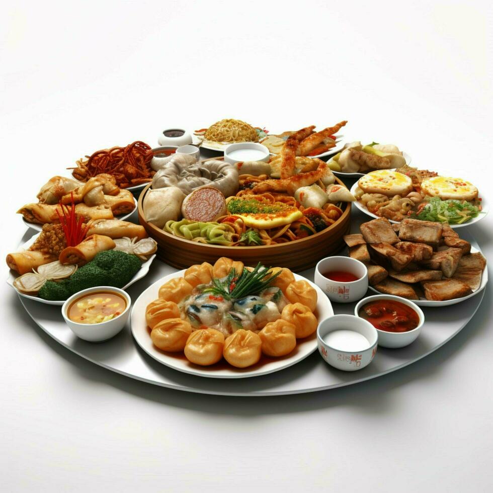 chinois nourriture chinois buffet avec transparent Contexte photo