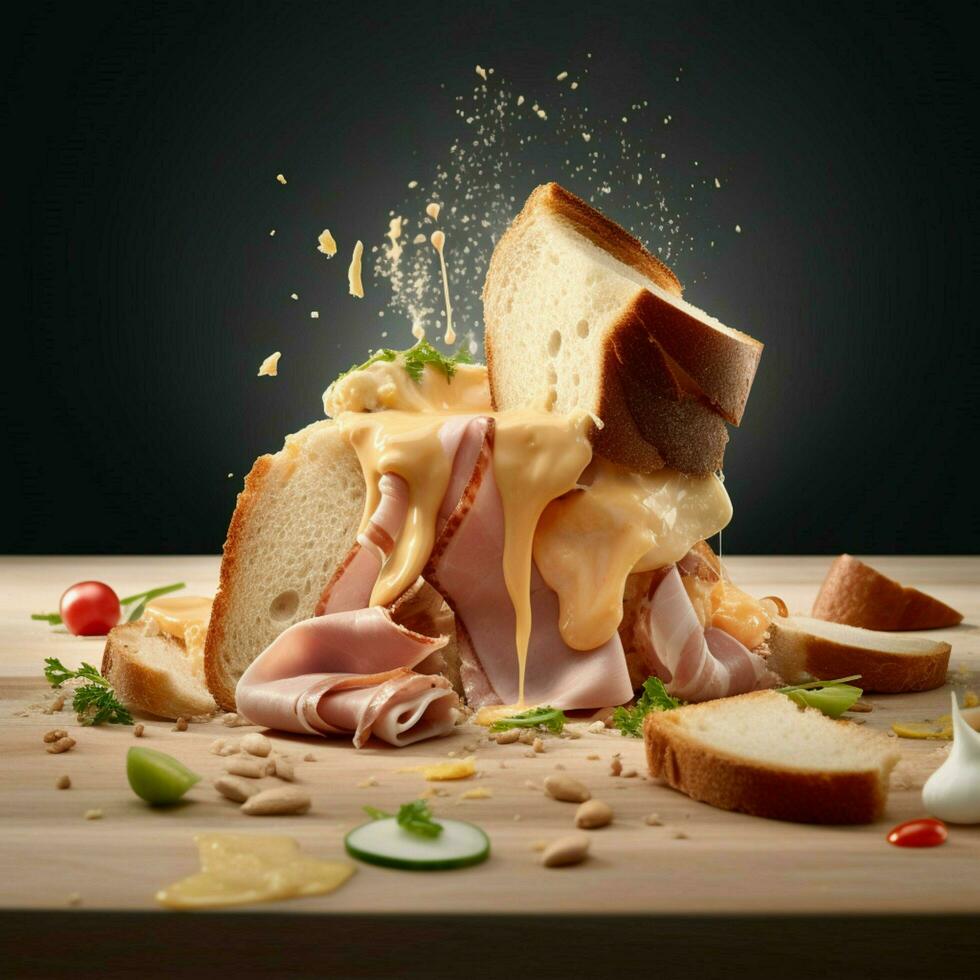 a éclaté axonométrique vue de une jambon moutarde sause photo